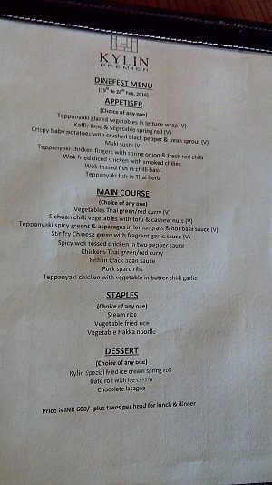 kylin dinefest menu