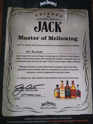 jack daniels masterclass certificate